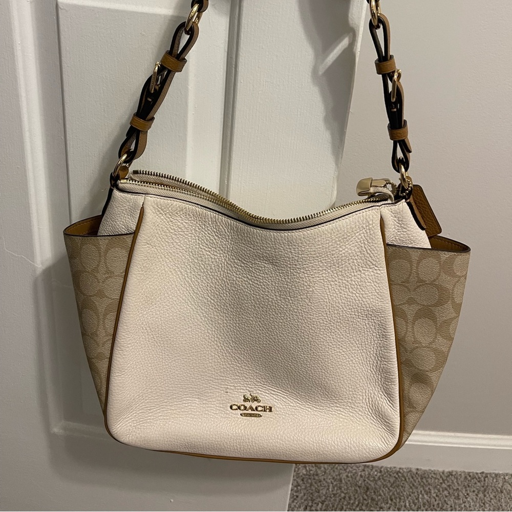 Coach Tan and White Bag